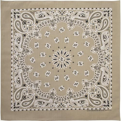 American Made Beige Western Paisley Bandana - Single Piece 22x22 | Amazon (US)