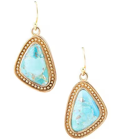 Barse Bronze and Genuine Turquoise French Wire Drop Earrings - Turquoise | Dillard's