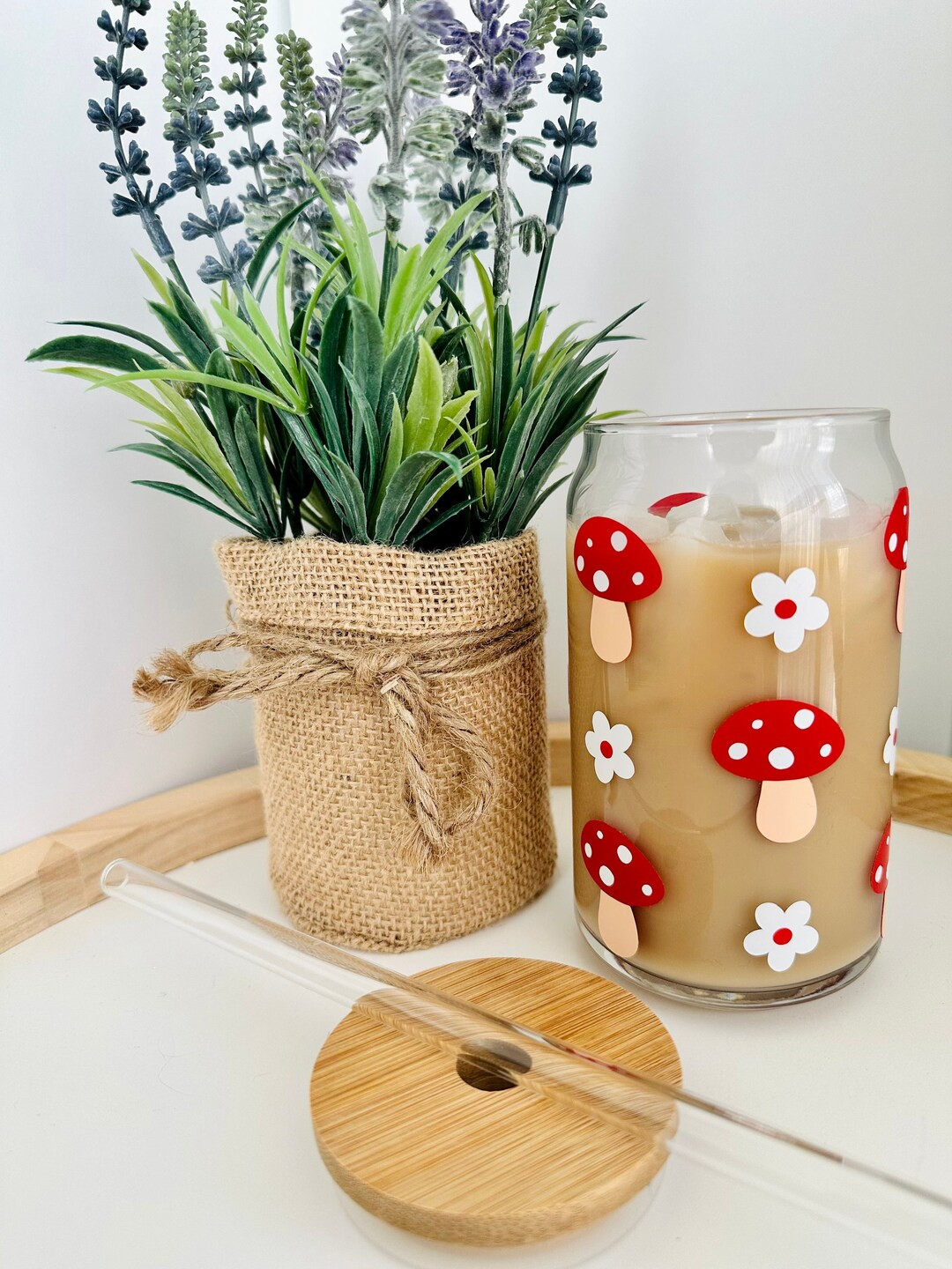Mushroom Beer Can Glass Mushroom Glass Cup Daisy Coffee - Etsy | Etsy (US)