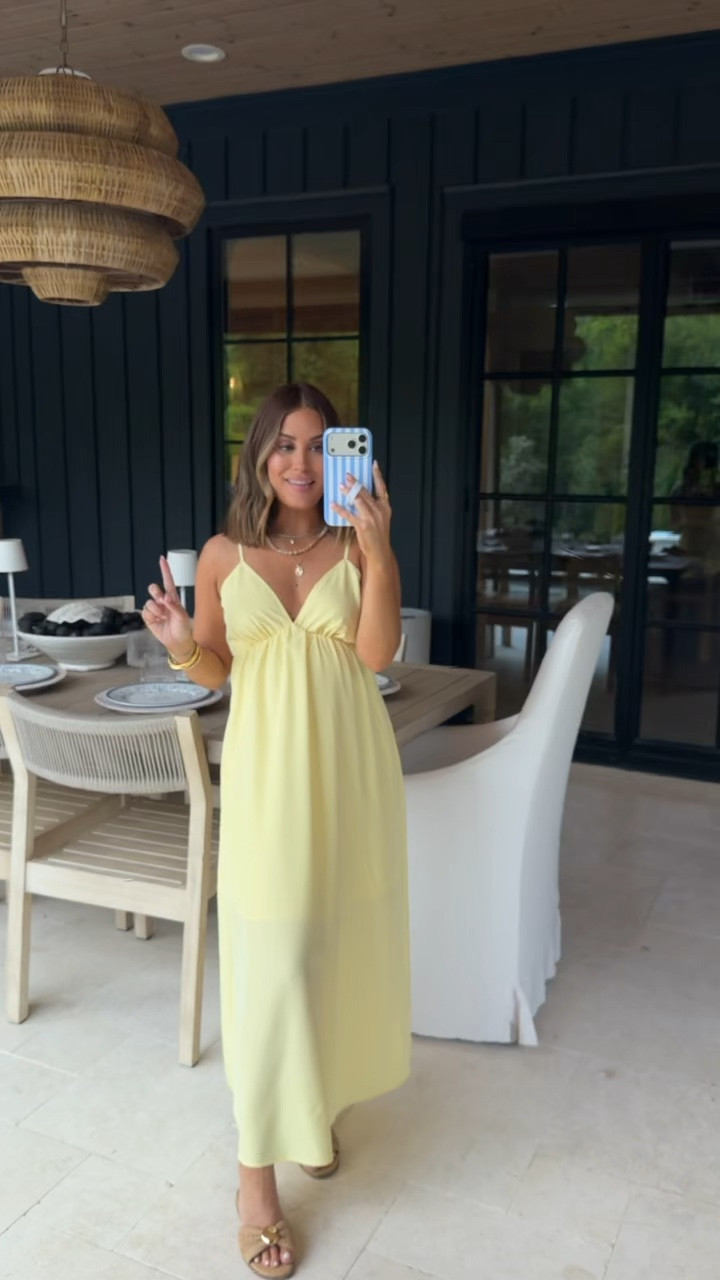 Wearing a small in this yellow maxi dress  from Amazon ☀️ A pretty option for summer vacations or could even dress it up for a summer wedding. It does feature a lower cut, so I am wearing nippies for coverage. Love this color for summer & also has adjustable straps. I’m 18 weeks pregnant & it’s bump friendly! 

#LTKPetite #LTKSeasonal #LTKBump