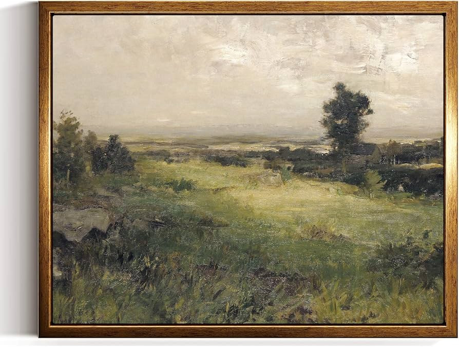 InSimSea Golden Framed Vintage Canvas Wall Art Housatonic Valley Muted Green Landscape Print 8x10... | Amazon (US)