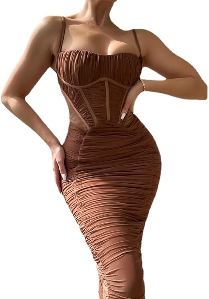 heyheyshine Women's Sexy Sling Ruffle Design Party Club Y2K Dress Wrap Sheath Dress | Amazon (US)