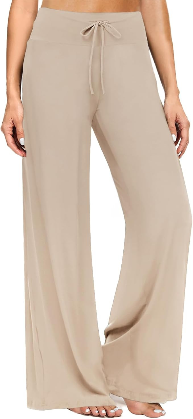 ZOOSIXX Soft Black Pajama Pants for Women, Wide Leg Comfy Casual Lounge Yoga Capri Pants 22'' / 3... | Amazon (US)