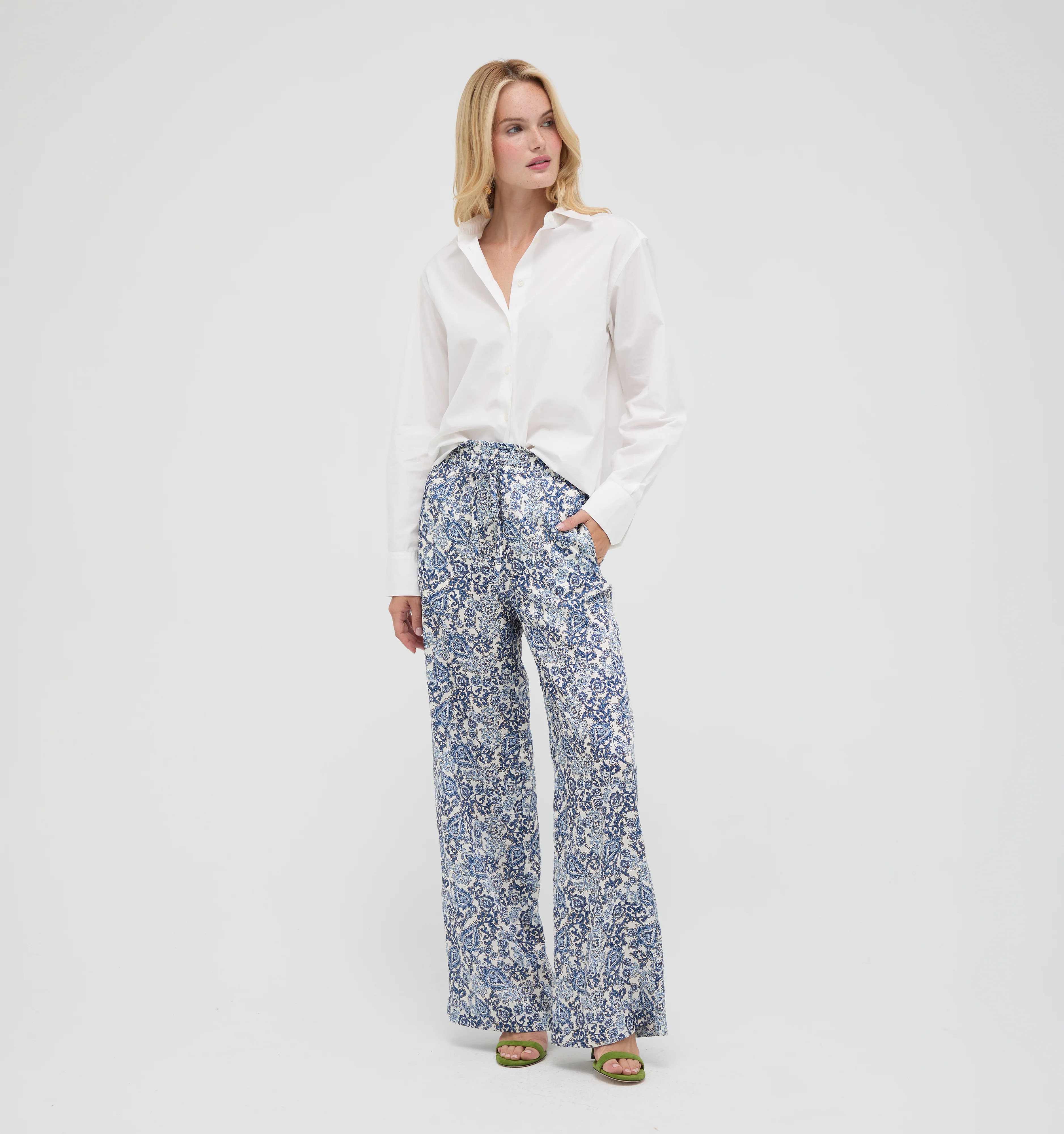 The Maxime Pant -  Chedworth Paisley Blue | Hill House Home US