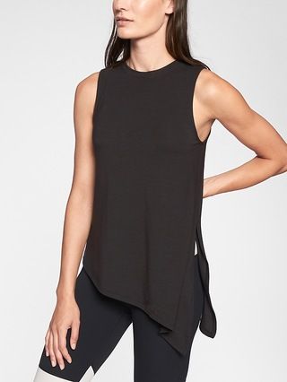 Athleta Womens Cloudlight Asym Side Tie Tank Black Size L | Athleta