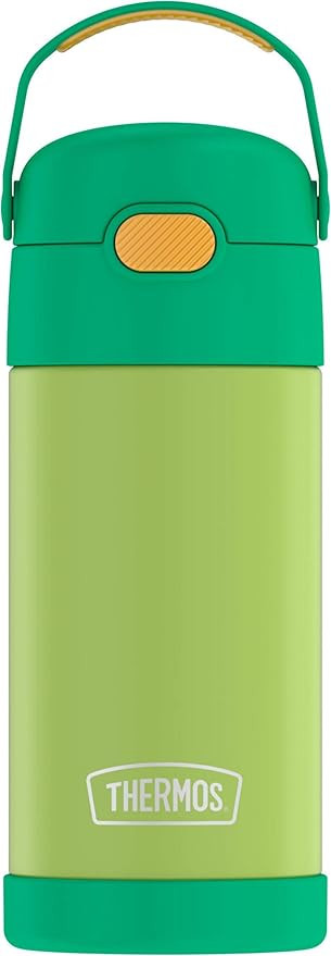 THERMOS FUNTAINER 12 Ounce Stainless Steel Vacuum Insulated Kids Straw Bottle, Lime/Orange | Amazon (US)