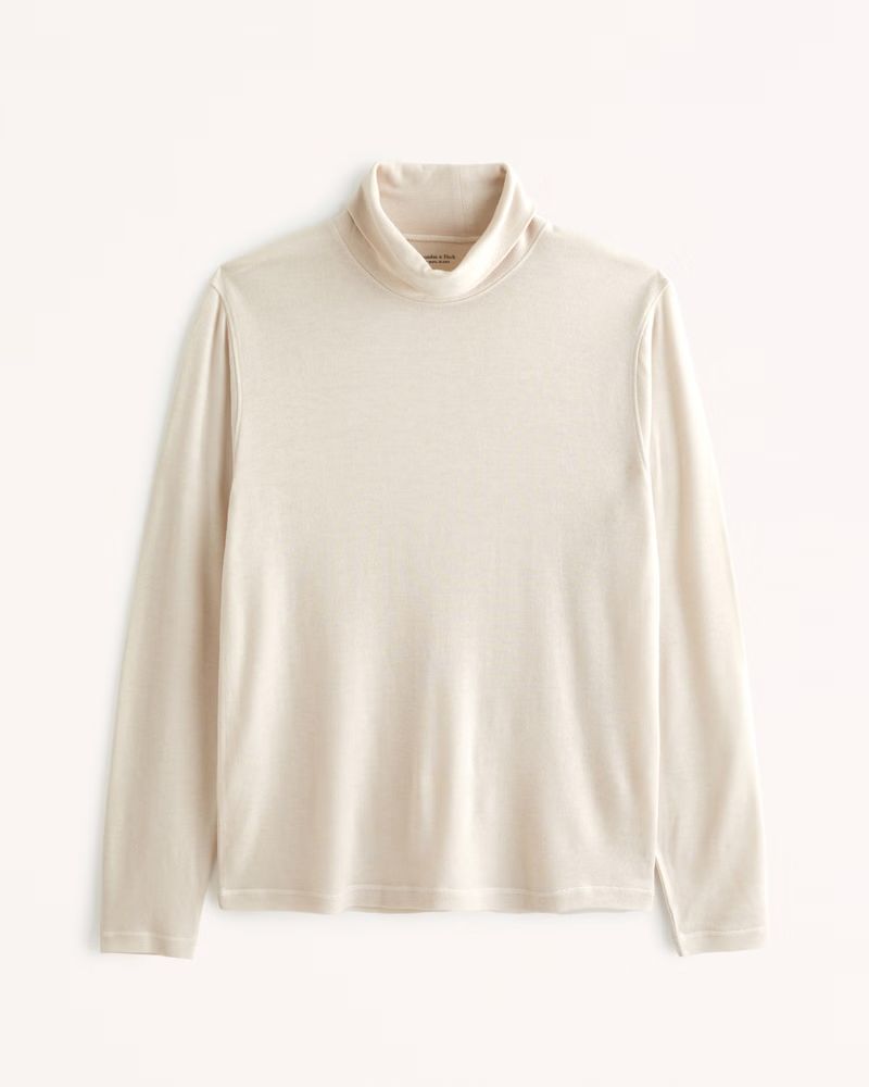 Abercrombie & Fitch Men's Merino Wool-Blend Long-Sleeve Turtleneck in Cream - Size XL | Abercrombie & Fitch (US)