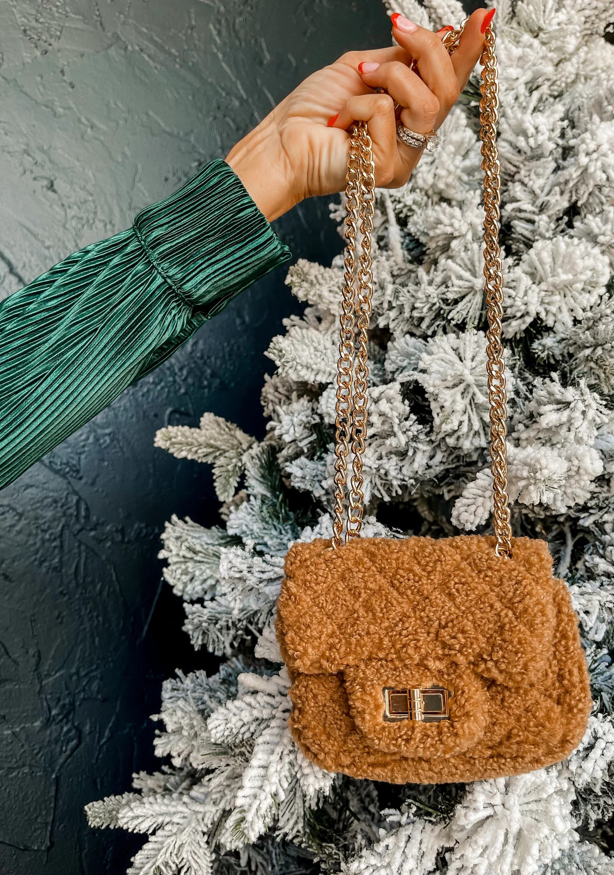 Highland Faux Fur Mini Crossbody BagCamel | Ruthie Grace