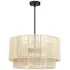 TRUE FINE 22 in. 4-Light Rattan Tiered Drum Pendant Chandelier Light with Black Canopy TD90066C | The Home Depot