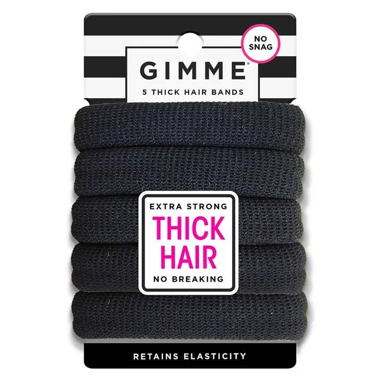 Gimme Ponytail Holder Hair Tie for Thick Hair, Black, 5 Ct - Walmart.com | Walmart (US)