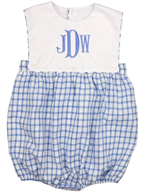 Blue Windowpane Seersucker Bubble - Shipping Mid-May | Cecil and Lou