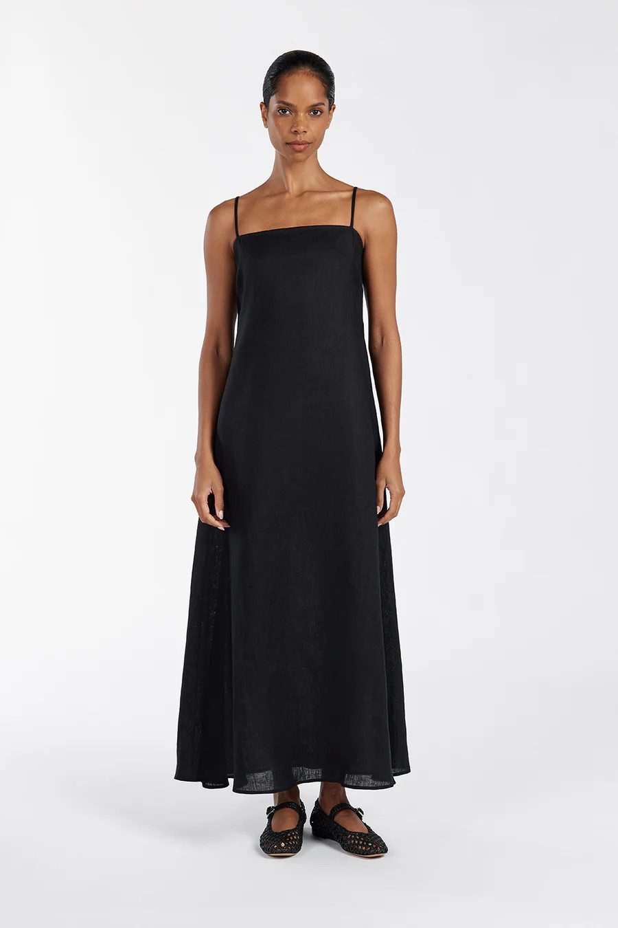 JEM BLACK LINEN MAXI DRESS | DISSH