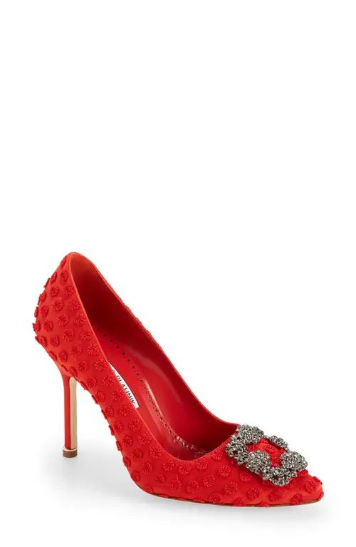 Manolo Blahnik Hangisi Pointed Toe Pump in Red at Nordstrom, Size 6.5Us | Nordstrom