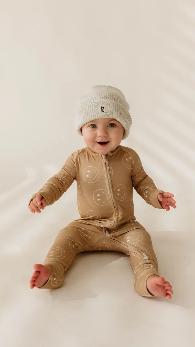 Just Smile Tan | Bamboo Zip Pajamas | Forever French