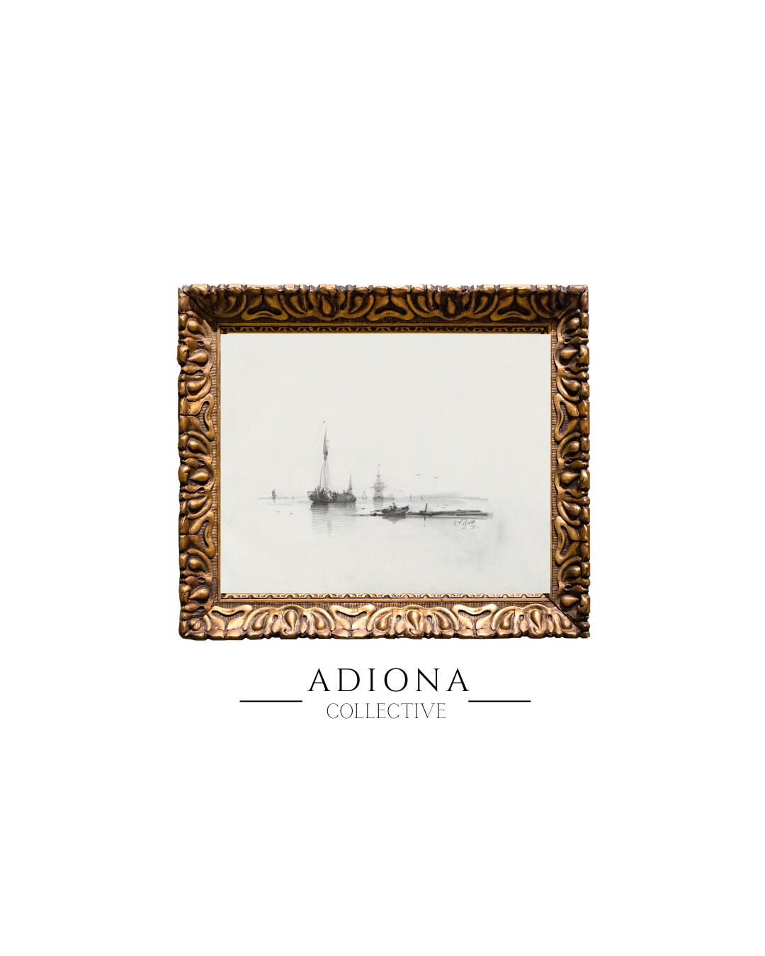 Boats in the Bay Vintage Nautical Art Nautical Art Vintage Sketch Vintage Artwork Printable Artwo... | Etsy (US)