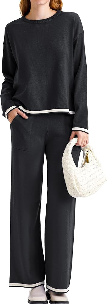 SuperPrity Women Sweater Set 2 or 3 Piece Outfits Short/Long Sleeve Knit Pullover Tops High Waist Wi | Amazon (US)