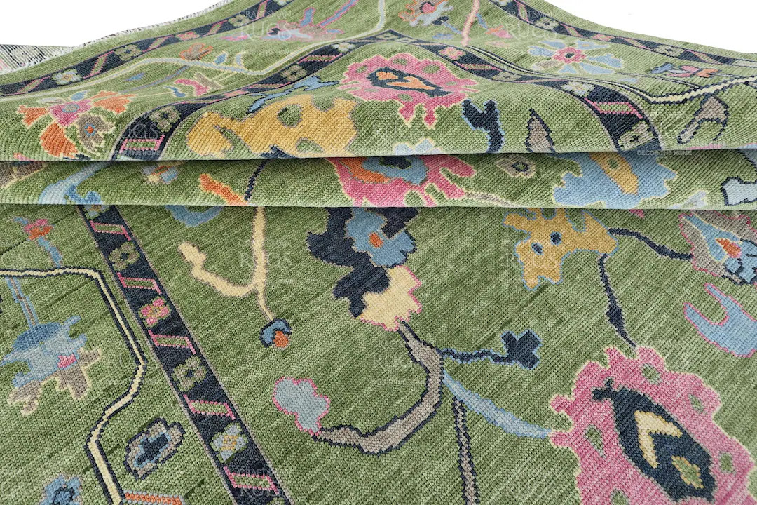 Verdant Indo Oushak Rug – Hand-knotted Wool Rug in Multiple Sizes – Luxurious Moss Green Rug ... | Etsy (US)