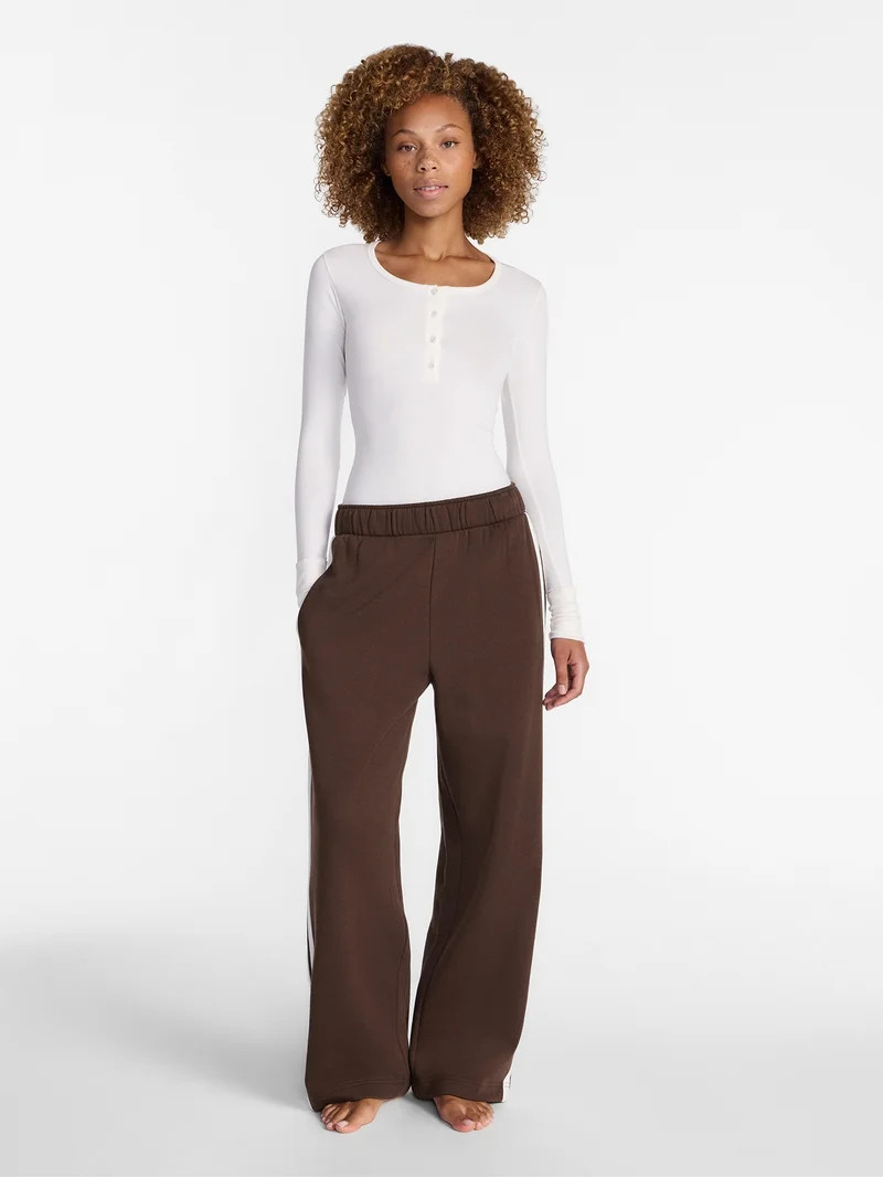 No Boundaries Cotton Stretch Jersey Henley Bodysuit with Long Sleeves, Women's XS-XXXL | Walmart (US)