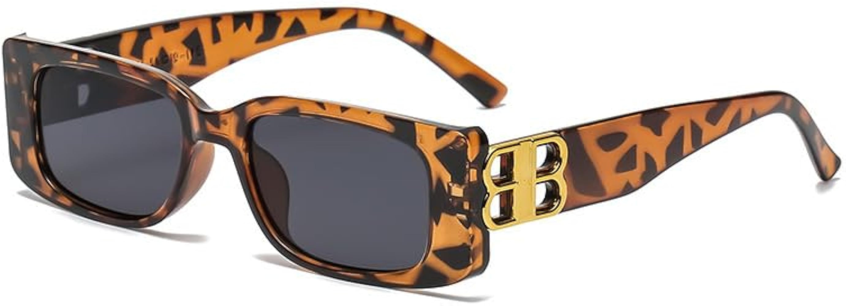 Small Frame Square Sunglasses Women's Double B Letter UV Protective Sunglasses Men Retro Glasses | Amazon (US)