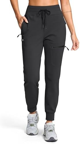 G Gradual Women's Fleece Lined Joggers Hiking Pants 4 Zipper Pockets High Waisted Water Resistant... | Amazon (US)