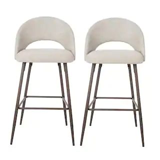 Glitzhome Pale Grey Fabic/Leatherette Bar Stool with Tapered Metal Legs (Set of 2)-2000900010 - T... | The Home Depot