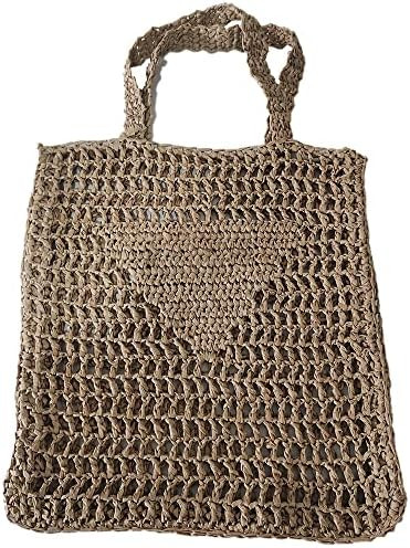 NA Handmade Straw Bag,Travel Beach Fishing Mesh Bag, Straw Woven Bag Female Pastoral Style Weavin... | Amazon (US)