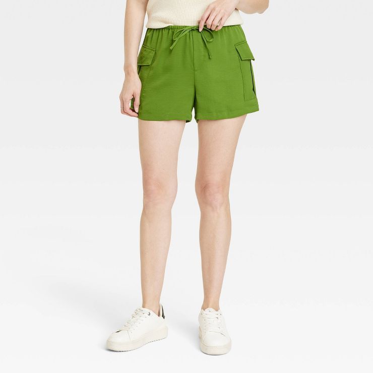 Women's Mid-Rise Cargo Satin Shorts - A New Day™ | Target