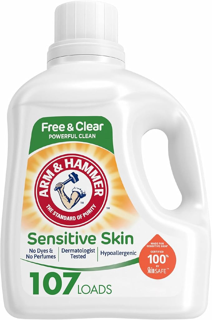 Arm & Hammer Sensitive Skin Free & Clear, 107 Loads Liquid Laundry Detergent, 144.5 Fl oz | Amazon (US)