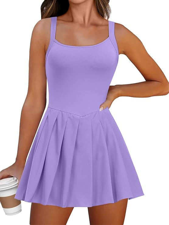 ANRABESS Women's Tennis Athletic Pleated Summer Mini Dress 2025 Golf Workout Build in Shorts Casu... | Amazon (US)