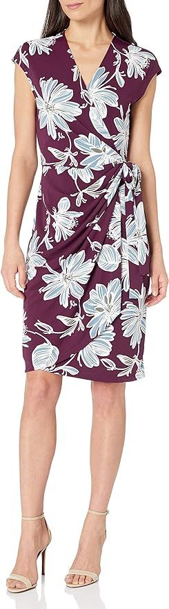 Lark & Ro Women's Classic Cap Sleeve Wrap Dress | Amazon (US)