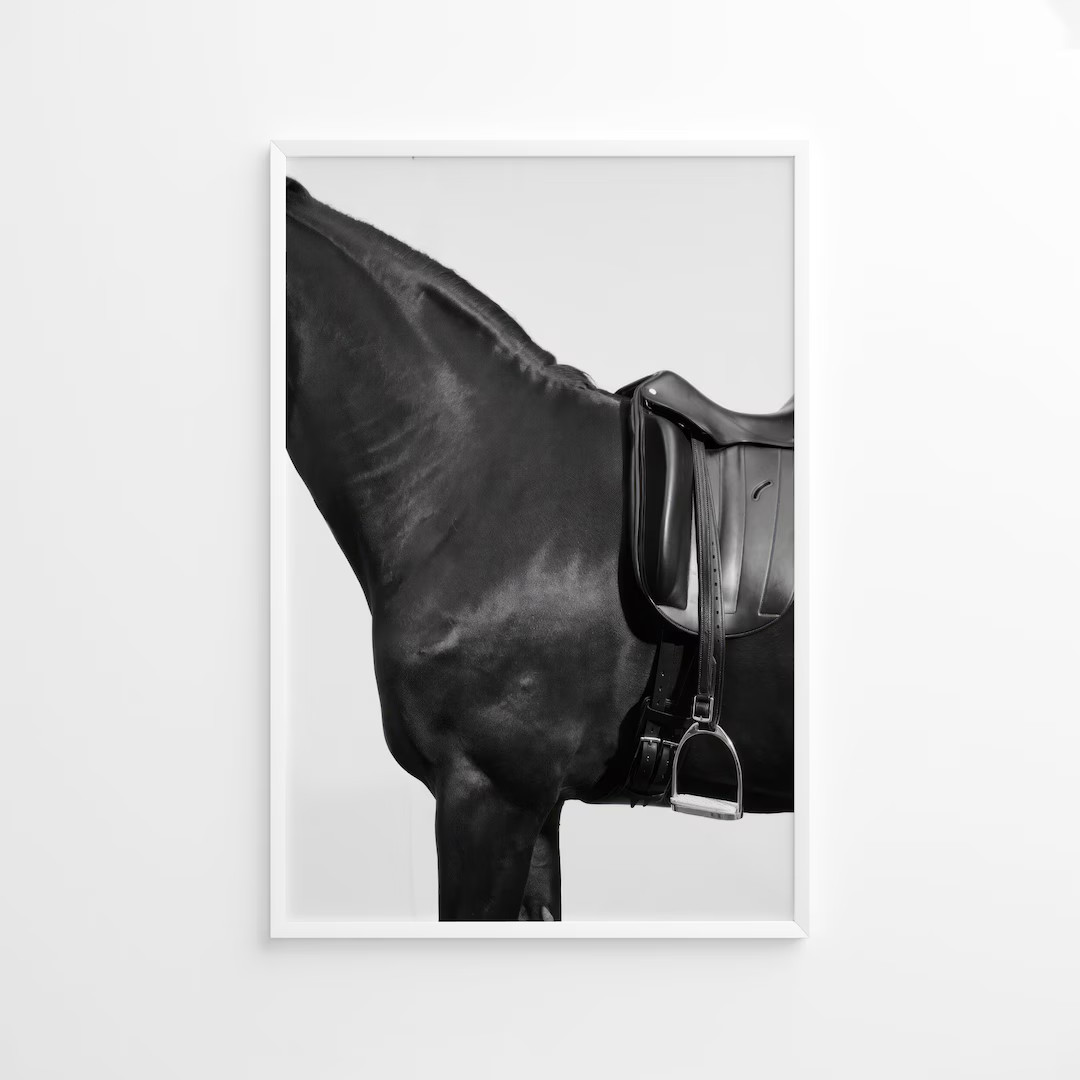 Black Horse Poster, Vintage Print, Photography Print, Black White Photo Print, Lifestyle Print, M... | Etsy (US)