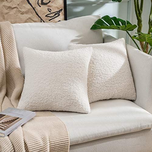 MIULEE Pack of 2 Decorative New Luxury Series Style Cream White Faux Fur Throw Pillow Covers Supe... | Amazon (US)