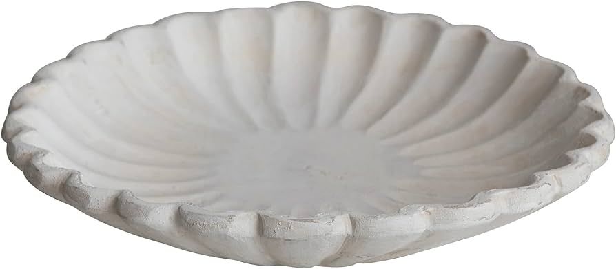 Amazon.com: Creative Co-Op Decorative Wood Scalloped Edge, White Wash Dish : Home & Kitchen | Amazon (US)