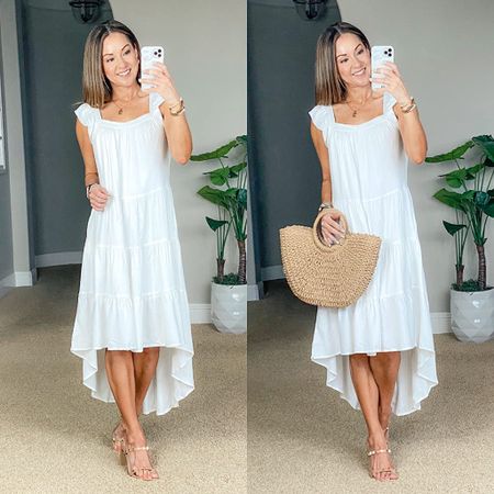 This versatile dress is perfect for spring time, family photos, the beach, or Easter brunch! ⭐️ 
Shop more details on the blog: www.Everydayholly.com

amazon | amazon fashion | white dress | spring dress | womens fashion | heels | beach outfit | easter outfit inspo 

#LTKstyletip #LTKunder50