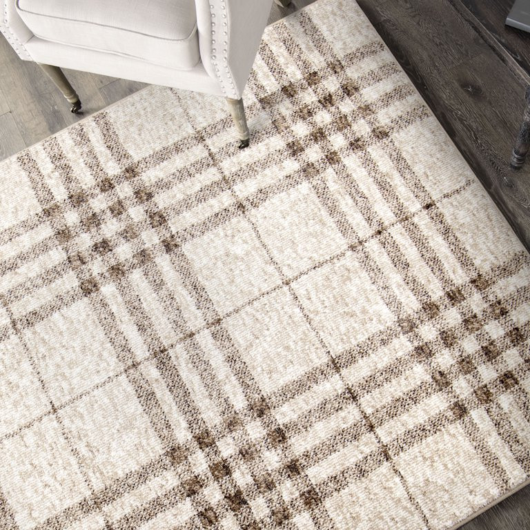 My Texas House Highlands 5' X 7' Beige Plaid Area Rug - Walmart.com | Walmart (US)