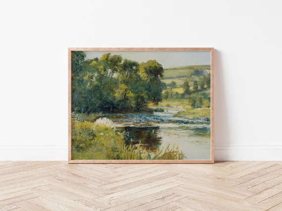 Streamside - Instant Digital Download Vintage Oil Painting Art Landscape Easy Print Reproduction | Etsy (US)