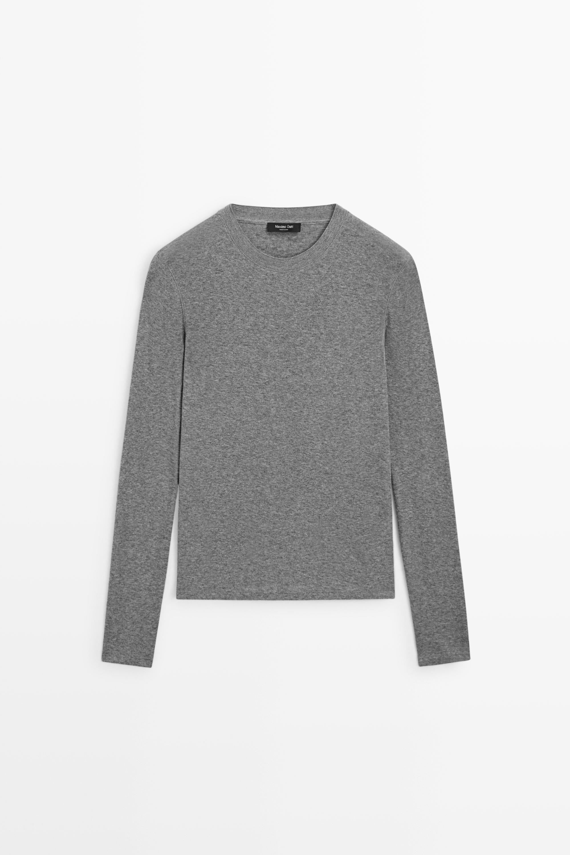 Cotton cashmere blend knit T-shirt | Massimo Dutti US