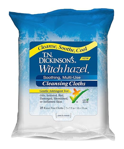 T.N. Dickinson's Witch Hazel New Soothing MultiUse Cleansing Cloth, Clear, 25 Count | Amazon (US)
