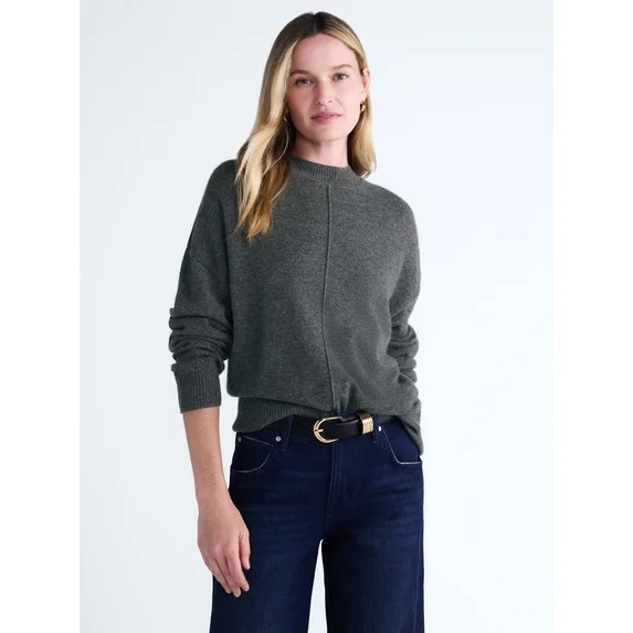 Scoop Women’s Cashmere Wedge Sweater, Lightweight, Sizes XS-XXL | Walmart (US)