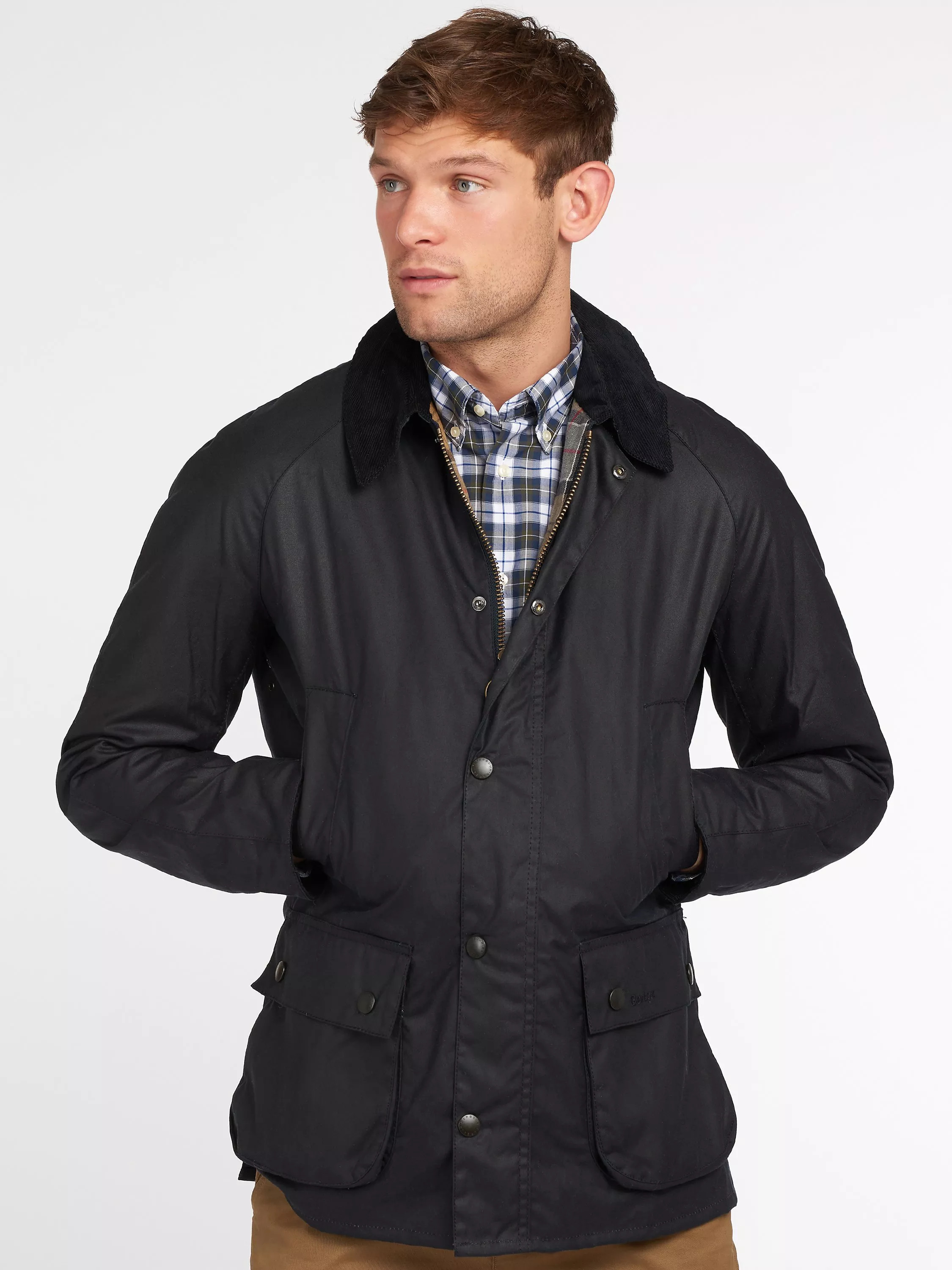 Barbour Ashby Waxed Field Jacket, Black | John Lewis (UK)