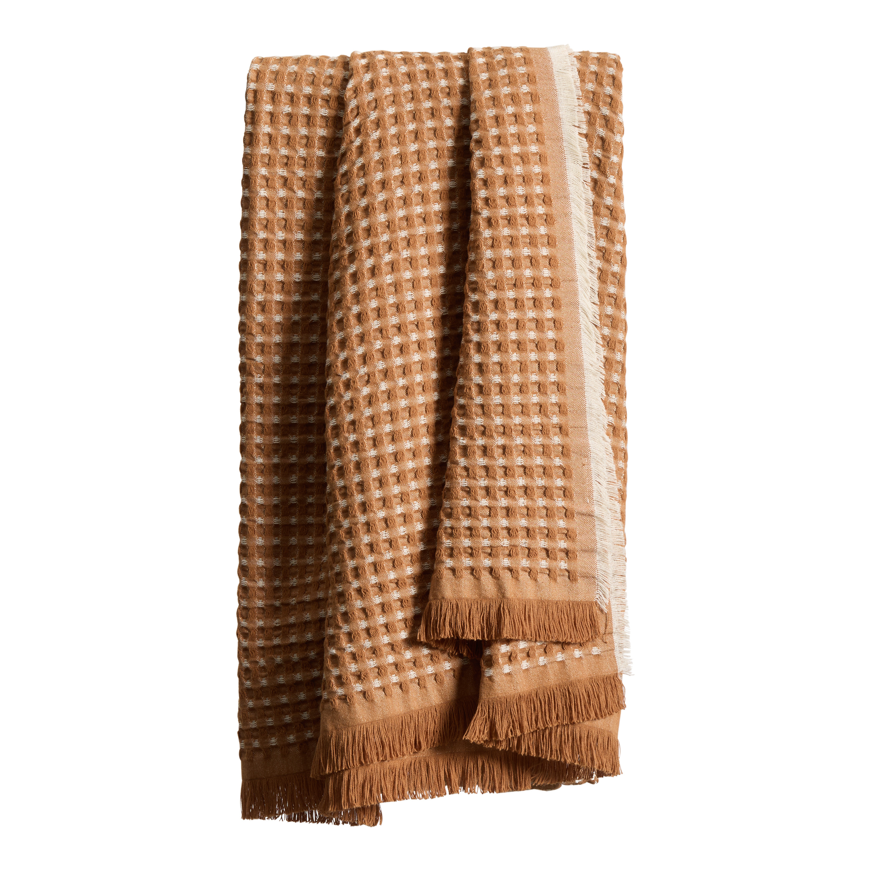 Oversized Two Tone Waffle Weave Throw Blanket - World Market | World Market