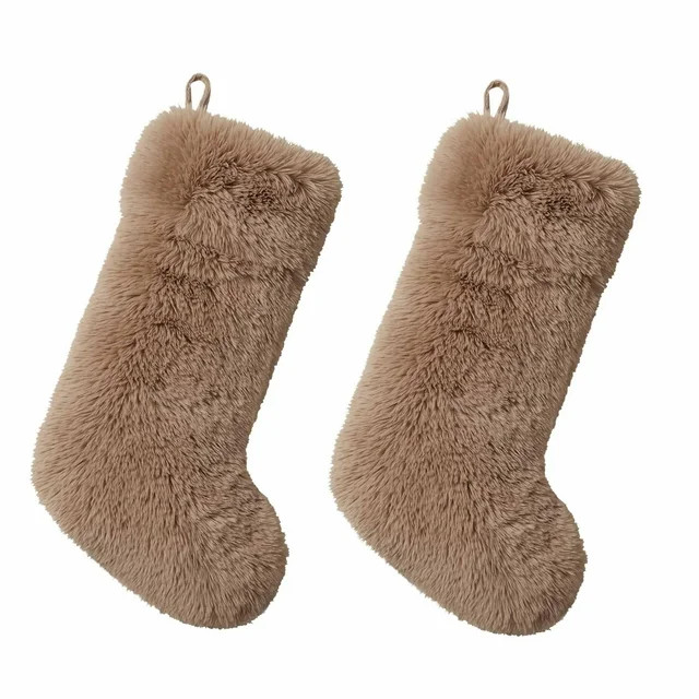 My Texas House Angel Tan Faux Fur Christmas Stockings, 20" x 10" (2 Count) | Walmart (US)