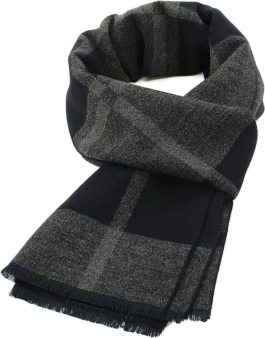 American Trends Mens Winter Warm Long Soft Scarf Plaid Tassel Scarf for Men Soft Classic Scarves | Amazon (US)