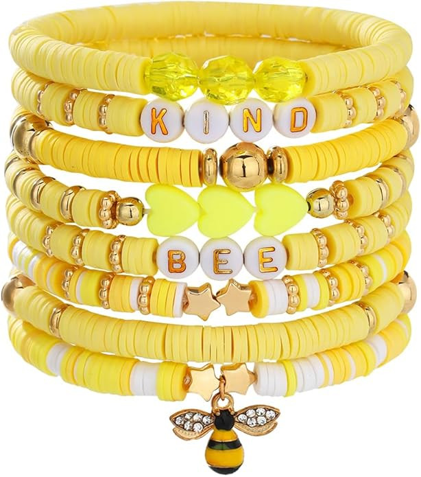 Women's Cordless Bohemian Multi layer Colorful Jewelry Elastic Adjustable Bracelet Set Party Gift | Amazon (US)