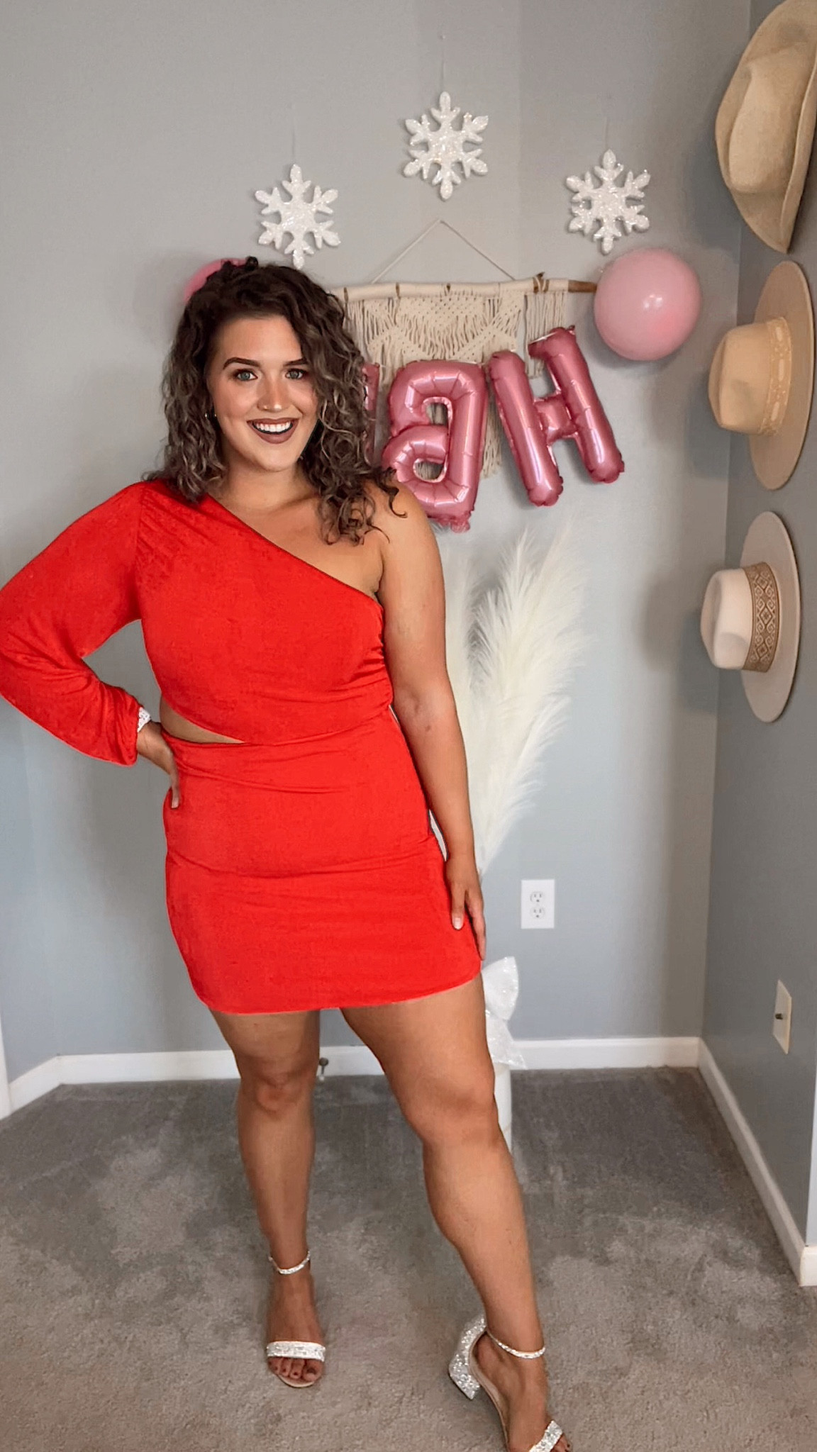 Midsize birthday outfit red cut out one shoulder dress ❤️‍🔥🎂🥂 
Size: L (need size up)
Red bodycon cut out one shoulder dress #midsizeoutfits #bodycondress #redress #minidress #cutoutdress #partyoutfit #amazonfinds #affordablefashion #curvydress #styleinspo #sparkleheels #ootn #birthdaydress #holidaydress #holidayoutfit 

#LTKHoliday #LTKstyletip #LTKcurves