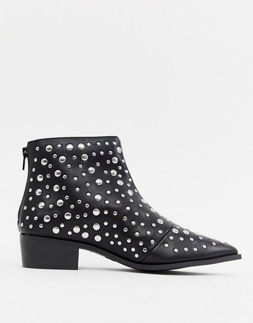 London Rebel Pointed Stud Ankle Boots | ASOS US