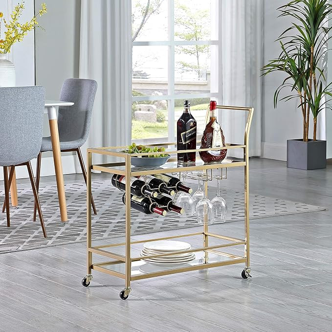 FirsTime & Co. Gold Francesca Bar Cart, American Designed, Gold, 30 x 13 x 32.5 inches, 30 inches... | Amazon (US)