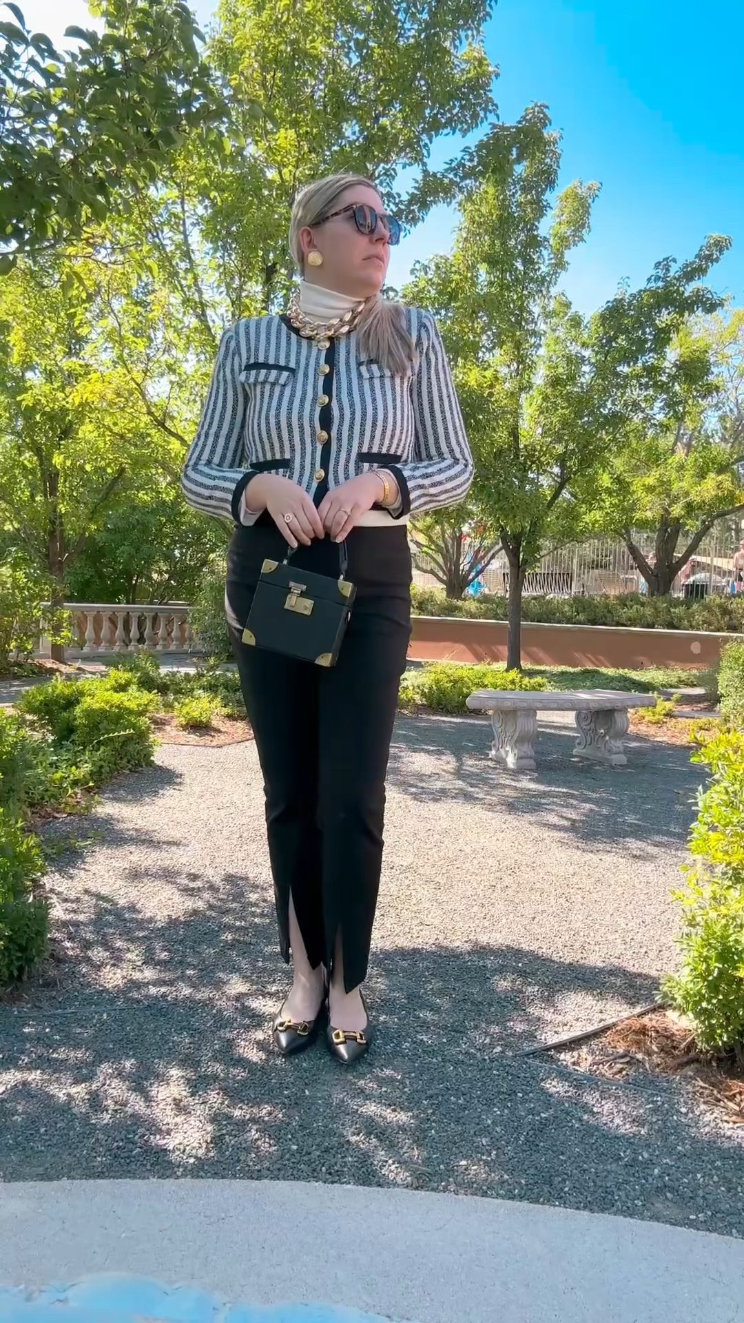 Look 1 - The Coco Cabana ☕️ 
A curated style series

I used to think there was a fine line between something looking classic or dated but lately my perspective has shifted. 

I’ve realized that what really impacts how we perceive a look has less to do with the item itself, and more to do with the personal styling touches. ✨ Something can be highly referential and still feel fresh and unique on the right person.

On the flip side, even the most “timeless” piece can feel costume-y if it doesn’t vibe with the person wearing it. Which isn’t to say that you need to “stay in your lane,” in fact I am a huge fan of surprising pairings and styling. 

There isn’t a right or wrong way to style something. For me, when a pairing feels right I know I want to wear it. That feeling evolves over time, and that’s okay as well. Recently I heard someone discussing the difference between being into clothing and being into fashion and I think both are totally valid - but a little fashion knowledge goes a long way in terms of deciding where you want to be original vs. take inspiration from others. 

At the end of the day, the most important thing is honoring what excites you and wearing what you truly love. ❤️

Blazer - Alexia Admor
Pants - Gibson & Latimer from Dillards (similar linked)
Shoes - Boden (similar linked)
Necklace - Dillards (similar linked)
Sunglasses - Tom Ford (linked)
Earrings - Vintage Givenchy (linked)
Ring & Bracelet - Rocksbox
Bag - Dillards (Antonio Melani) 

#LTKStyleTip #LTKItBag 

Comment SHOP below to receive a DM with the link to this post on my LTK ⬇ https://liketk.it/5rj6v #ltkseasonal

#LTKootd #LTKTall