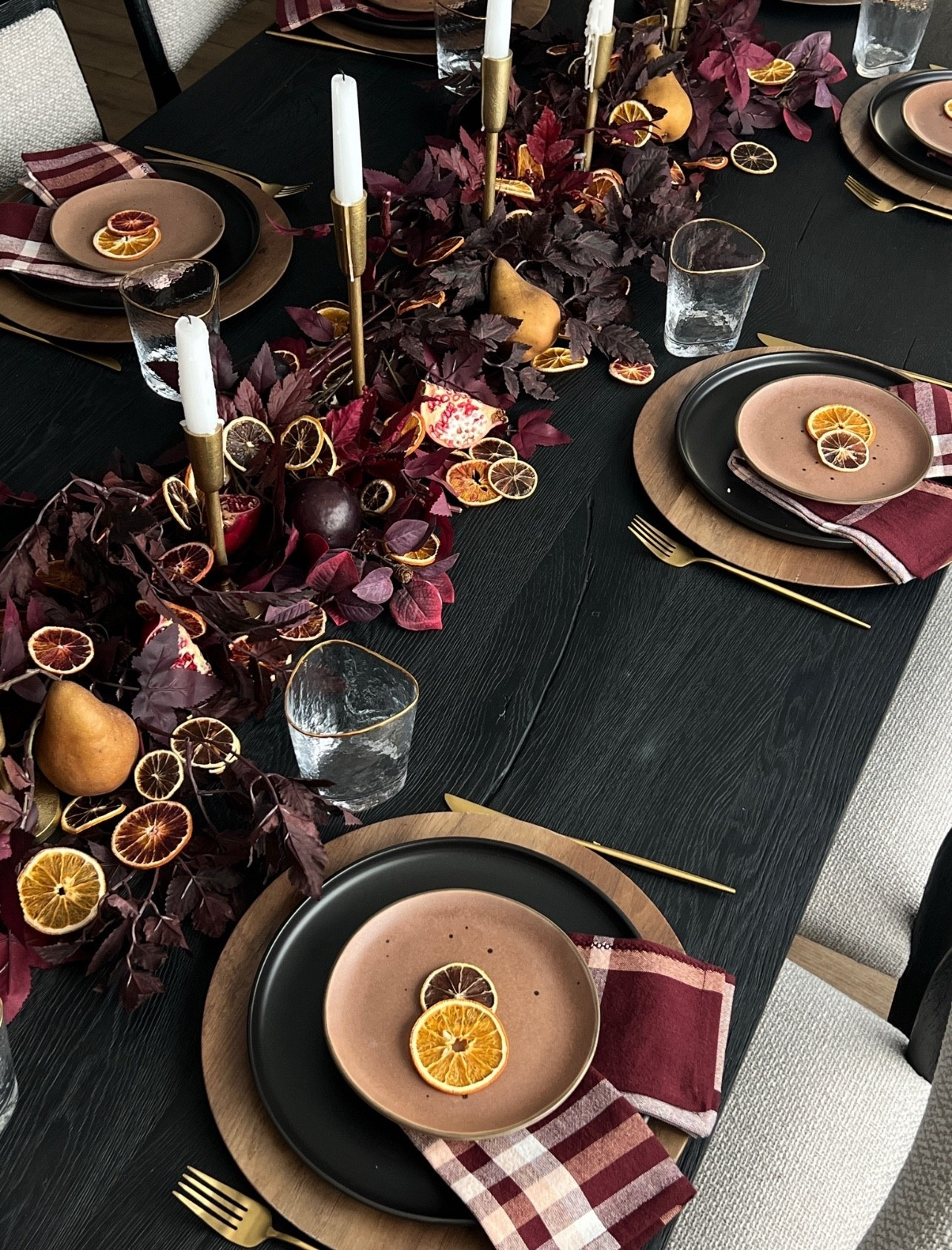 Time to plan holiday fall tablescapes! Dried fruit decor, sliced fruit decor, plum tablescape, autumn tablescape, round placemats, 

#LTKSeasonal #LTKHome
