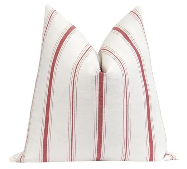 Tuscan Red French Cottage Stripe Pillow | Land of Pillows